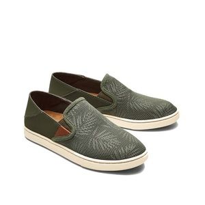 OluKai Olive Green Mesh Slip-On Sneakers